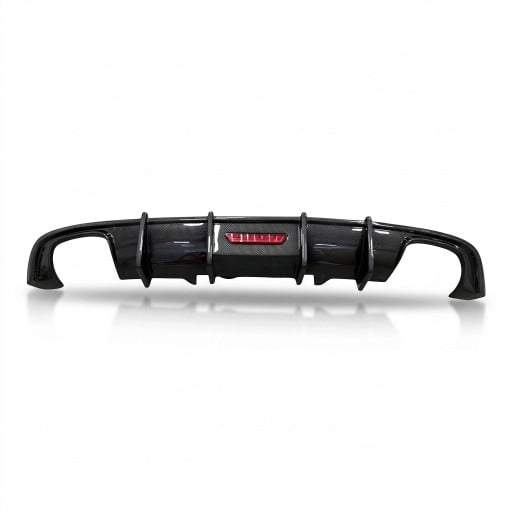 Achterbumperdiffuser Sport met 4 vinnen en een middenlicht van ABS kunststof, zwart, voor Audi A4 B9 Standard, S-Line en S4 Sedan 2017–2019