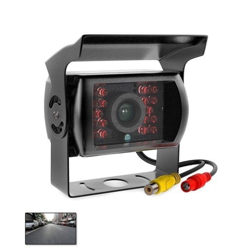 Achteruitrijcamera voor vrachtwagens en bestelwagens met 4-pins of RCA connector Waterdichtheid IP68 Resolutie 480 TVL Voeding 12 tot 40 V