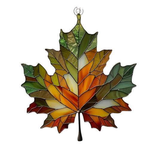 Acrylic Light Catcher Maple Leaf 10 x 8.7 cm 2D Hanging Decoration Coloured Stained Glass Autumn Ornament for Interior and Exterior