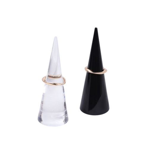 Acrylic Ring Stand Cone Shaped Jewellery Holder 6.5 × 2.5 cm Desktop Organiser for Displaying Rings