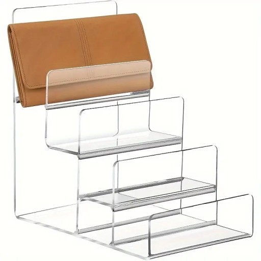 Acrylic Transparent Stand 4-Tier Organiser 15 × 16 × 10 cm Holder for Phone, Wallets, Jewellery and Make-up Storage Stand