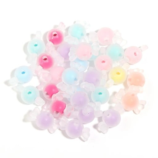 Acrylperlen Bonbon 16,5 x 8,5 mm 100 Stk Matt Oberfläche Farbiger Kern Anhänger für Armbänder und Halsketten Schmuckherstellung für Kinder und Erwachsene