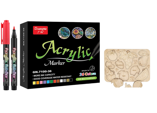 Acrylset met houten puzzels