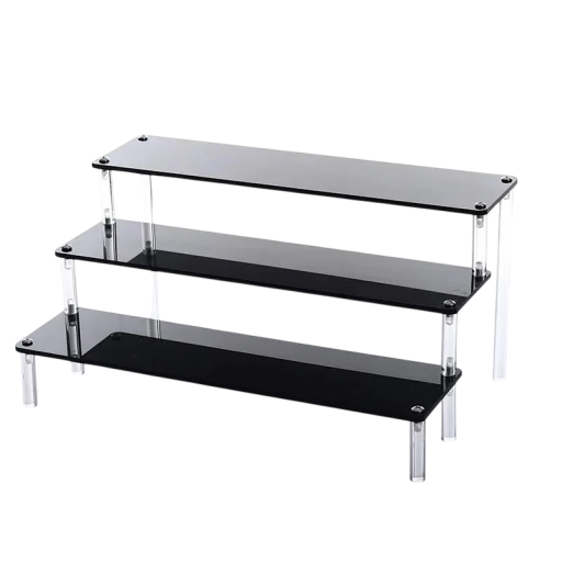 Acrylständer 3 Ebenen 40 × 21 × 15 × 8 cm schwarzer Organizer für Figuren Parfums Schmuck Regale zur Präsentation von Sammlerstücken