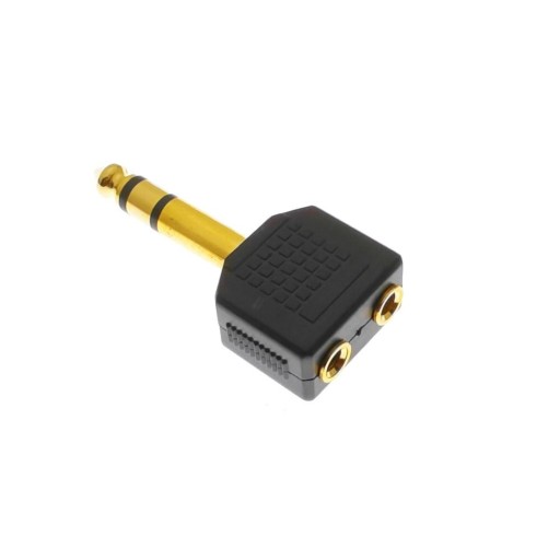 Adaptador 3 pólos 6.35mm jack para dual 3.5mm jack