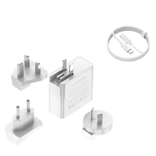 Adaptador de carregamento GaN de rede EU / AU / UK com cabo