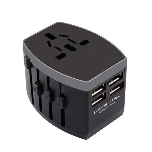 Adaptador de corriente de viaje universal con 4 puertos USB