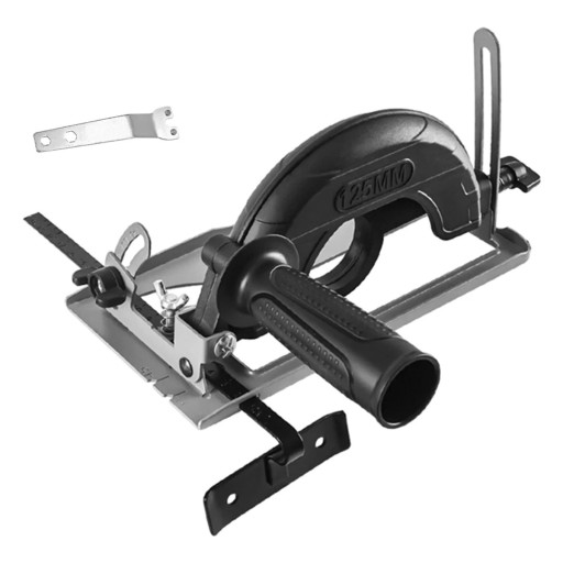 Adaptador de rebarbadora para cortadora 125 mm Base metálica com guia Tampa de proteção do disco e pega Chave de montagem incluída