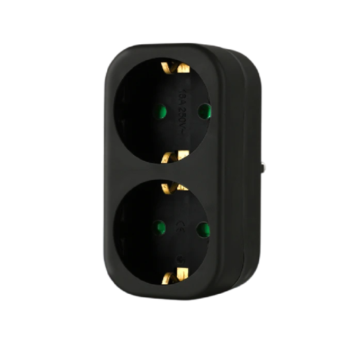 Adaptador multifuncional para tomada EU 8×5 cm Tomada elétrica dupla 2500W 250V 16A Carregamento de vários dispositivos Design elegante Lar