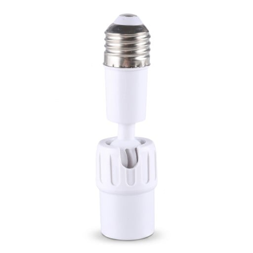 Adaptateur de prolongation pour douille E27 Rotatif à 360 degrés Avec articulation pour inclinaison Longueur 12,5 cm Plastique ABS Blanc Pour lampes