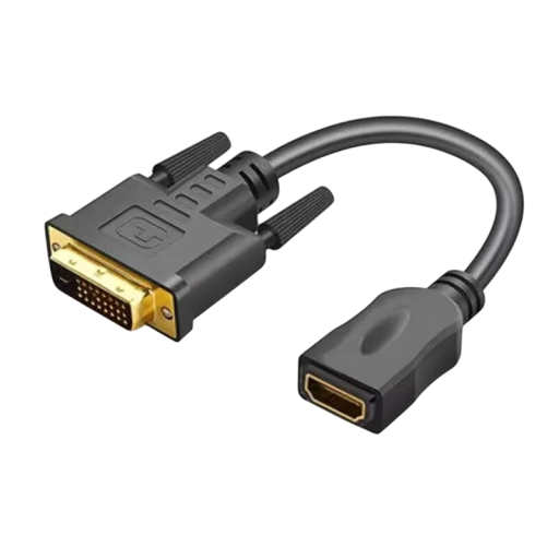 Adaptateur DVI 24+1 Mâle vers HDMI Femelle Bi-Directionnel 30 cm Convertisseur de Signal Vidéo Full HD 1080p Câble pour Moniteur TV Projecteur