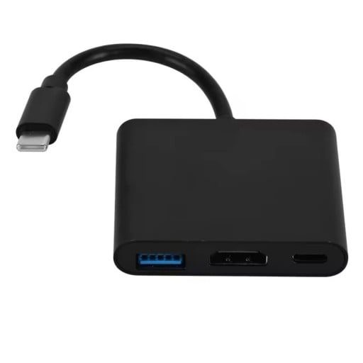 Adaptateur Multifonction 3 en 1 USB-C vers HDMI 4K USB 3.0 et USB-C PD 100W 15 cm Convertisseur Vidéo et Données pour MacBook Ordinateur Portable