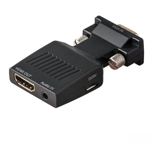 Adaptateur VGA vers HDMI avec entrée audio jack 3,5 mm Pour connecter un ordinateur à une télévision ou un moniteur Alimentation par USB Dimensions