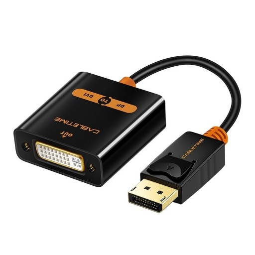 Adapter DisplayPort han til DVI hun til forbindelse af computer til skærm med DVI-indgang Opløsning op til 1080p Full HD Længde 20 cm