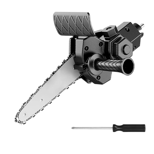 Adaptér mini řetězové pily 6" pro úhlovou brusku přenosné provedení černý nástavec pro řezání a opracování dřeva domácí použití