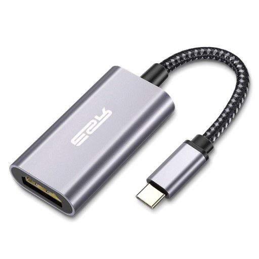 Adapter USB-C na HDMI Konektor USB-C 3.1 męski i HDMI żeński Opleciony kabel 10 cm Aluminiowa obudowa Szara Do laptopa i monitora