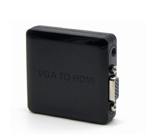 Adapter VGA na HDMI do podłączenia komputera do telewizora lub monitora Rozdzielczość do 1080p Złącza typu żeńskiego Złącze audio 3,5 mm jack
