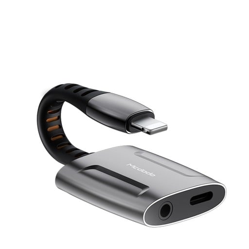 Adaptor Lightning la jack de 3,5mm și Lightning pentru iPhone Încărcare simultană și redare muzică Corp din aliaj de aluminiu Cablu flexibil Lungime