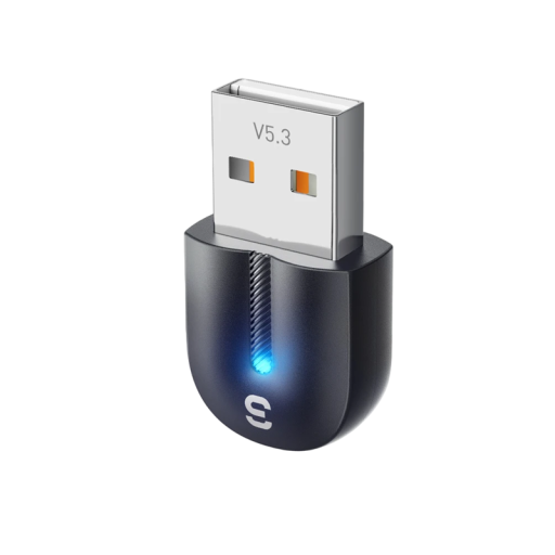 Adaptor USB Bluetooth 5.3 pentru PC și laptop, rază de acțiune de 10 m, receptor și transmițător, conexiune audio AUX, 5 dispozitive, controlere de jocuri, difuzoare, căști