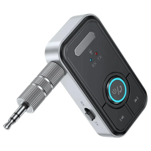 Adattatore audio Bluetooth 5.3 2v1 jack 3,5mm e USB-C Trasmettitore Ricevitore per auto Cuffie TV PC Trasmissione stabile 10 m 9h durata Batteria