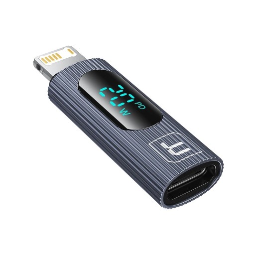 Adattatore Lightning a USB-C OTG 20W Ricarica rapida e trasferimento dati USB 2.0 per iPhone Design grigio con supporto per visualizzazione