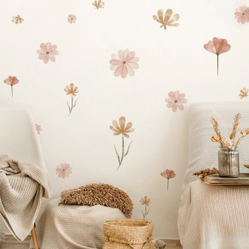 Adesivi da parete fiori 60 x 30 cm Vinile opaco traslucido Decorazione floreale delicata per interni Applicazione semplice Decorazione per pareti