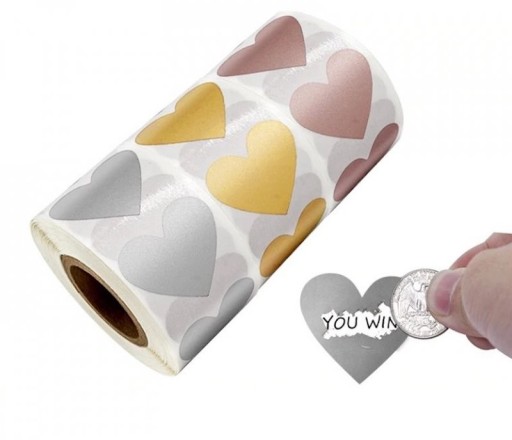 Adesivo grattabile a forma di cuore 300 pz