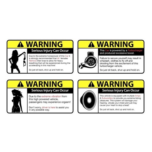 Adesivos engraçados warning 4 pcs