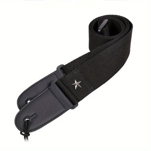 Adjustable Electric Guitar Strap with Plectrum Case Black Guitar Strap Comfortable Material Plectrum Holder Music Accessory