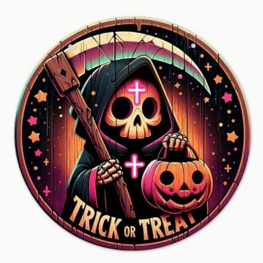 Adorno de madera de Halloween Placa colgante de madera con calavera Cartel redondo con motivo de Halloween 20 cm