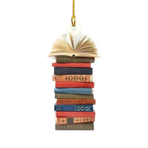 Adorno decorativo para árbol con motivo de libros Adorno colgante de ventana para el árbol de Navidad para amantes de los libros y de la lectura