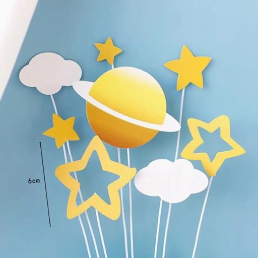 Adornos decorativos para tartas con forma de estrella, planeta y nube. Decoraciones de feliz cumpleaños para celebraciones.