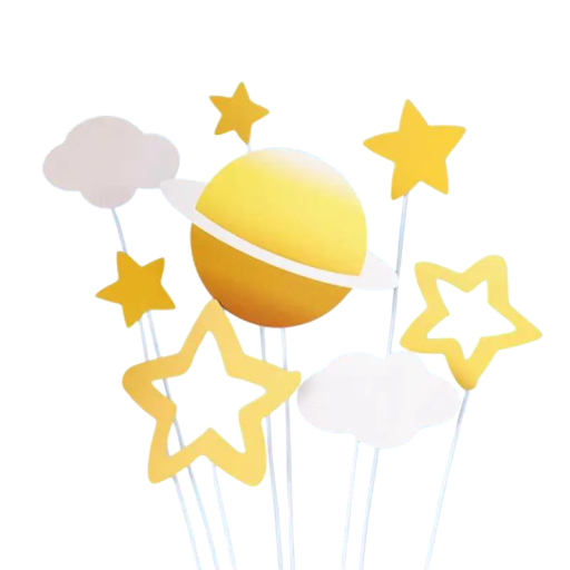 Adornos decorativos para tartas con forma de estrella, planeta y nube. Decoraciones de feliz cumpleaños para celebraciones. Adornos decorativos para tartas con forma de estrella, planeta y nube. Decoraciones de feliz cumpleaños para celebraciones.