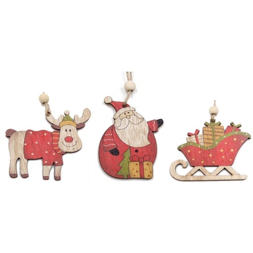 Adornos navideños de madera 3 piezas