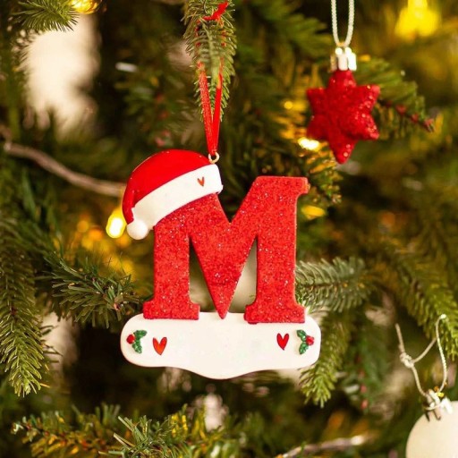 Adornos para árbol de Navidad con letras Letras acrílicas para árbol de Navidad Adornos navideños Letras colgantes para el árbol Letras colgantes rojas 10 cm