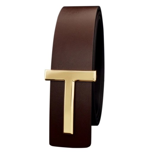 Ægte læderbælte til mænd, 3,7 cm, med guldmetalspænde, elegant klassisk stil, moderigtigt tilbehør til jakkesæt eller jeans.