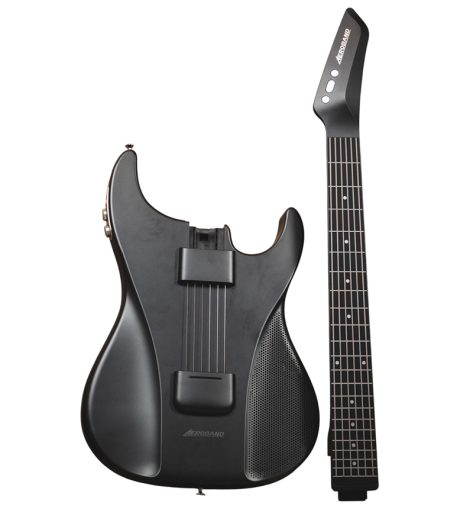 AeroBand el- och akustisk basgitarr med mikrofon och fodral Silikonsträngar Smärtfritt spel Pedagogiskt instrument Neutral design
