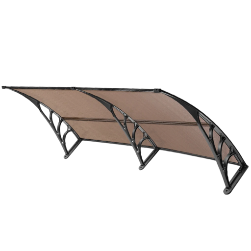 Afdekking voor de voordeur 120×80 cm polycarbonaatbedekking 5 mm weerbestendig tegen regen UV-straling en sneeuw met metalen houders voor de gevel
