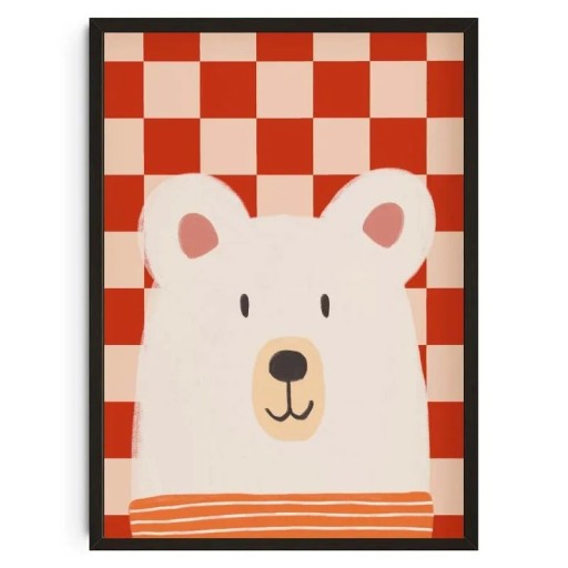 Affiche murale avec motif d'ours polaire blanc 50 × 70 cm impression sur toile design coloré décoration pour chambre d'enfant sans cadre