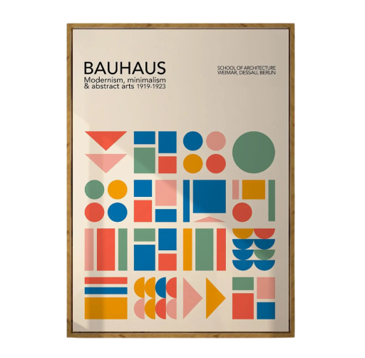 Affiche murale minimaliste 30 x 40 cm Bauhaus Formes géométriques Image moderne Impression sur toile Sans cadre Décoration intérieure stylée