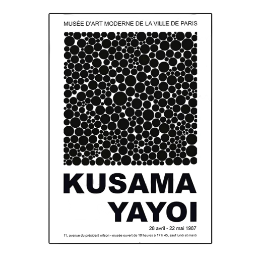 Affiche murale Yayoi Kusama style points noirs 20 x 30 cm impression sur toile noir et blanc sans cadre décoration intérieure art moderne
