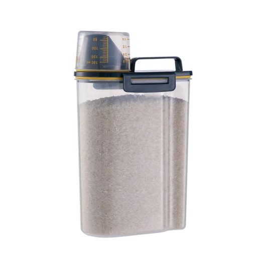 Afgesloten container voor droogvoer voor honden en katten 2 kg 15,5 x 11 x 29 cm Met maatbeker Luchtdichte opslag van brokjes en droogvoer