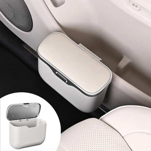 Afvalbak voor auto met deksel, hangend, compact, kunststof, universeel voor de deur, stoel en middenconsole van de auto