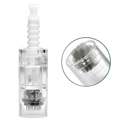 Aghi per dermaroller in custodia protettiva 10 pz Testine intercambiabili a 42 aghi per penna a microaghi Ricariche per strumenti di mesoterapia Compatibili con la maggior parte dei dermaroller