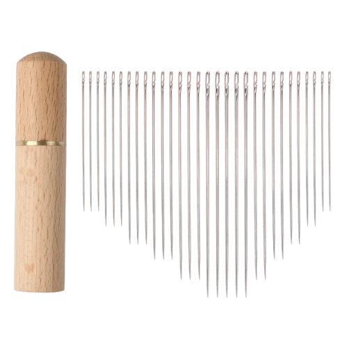 Agujas de coser 30 uds con estuche de madera
