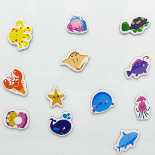 Aimants en bois animaux 12 pièces