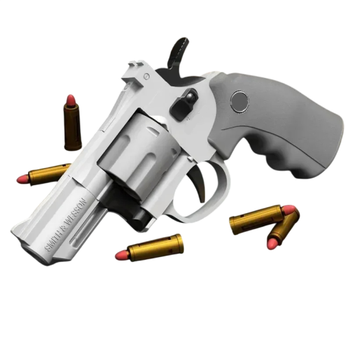 Airsoft-ase Lasten revolveripistooli 19 cm, 12 patruunaa ja 6 ammusta. Muovilelu lapsille ja aikuisille. Turvallinen ammunta.