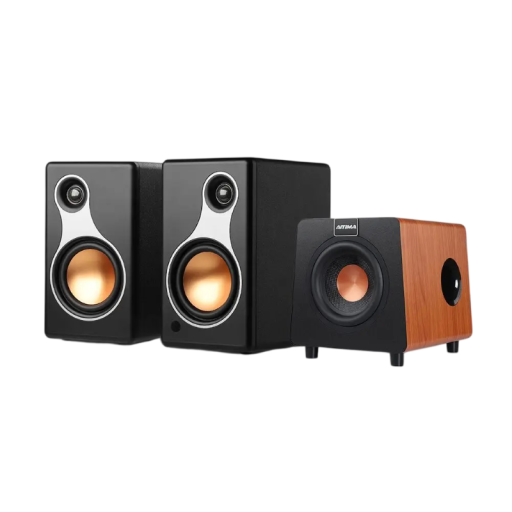AIYIMA S500 en 800X 2.1-kanaals set met subwoofer Bluetooth 5.0 Hifi thuisbioscoop 120 W 14 x 19 x 24,3 cm Zwart en hout