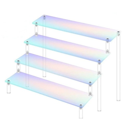 Akryyliteline 4 tasoa 20 × 8 × 26 × 20 cm vaaleanpunainen järjestäjä figuureille hajuvesille koruille monitasoinen hylly keräilyesineiden esittelyyn