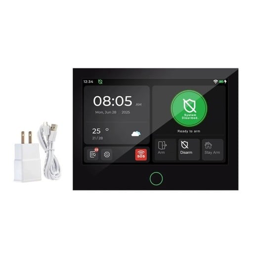 Alarm de uz casnic fără fir cu ecran tactil IPS de 7", 4G și WiFi, 100 de zone, baterie de 5000 mAh, priză EU, negru, protecție împotriva efracției